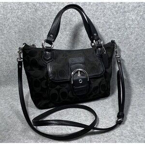Coach Black Signature Satchel with Silver Accents